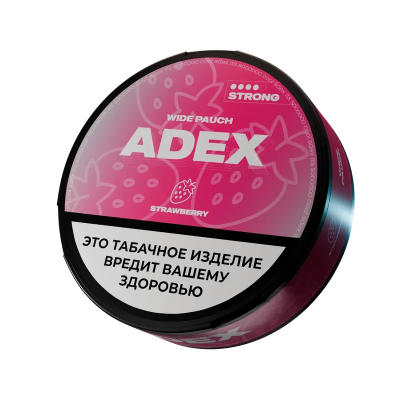 Жевательный табак АДЕКС стронг вайд с ароматом  СТРОУБЕРРИ - 12гр (23шт)