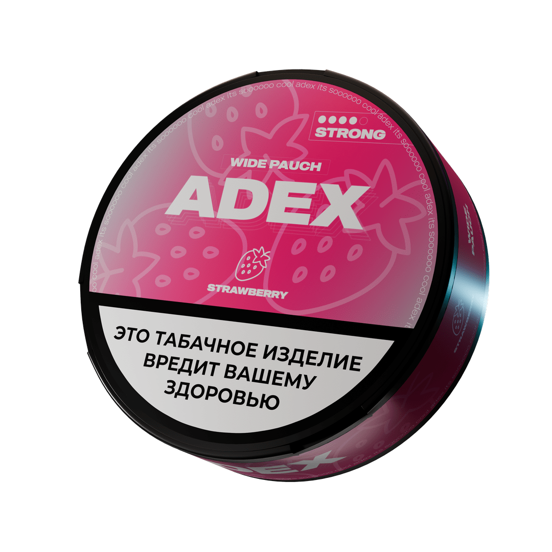 Жевательный табак АДЕКС стронг вайд с ароматом  СТРОУБЕРРИ - 12гр (23шт)