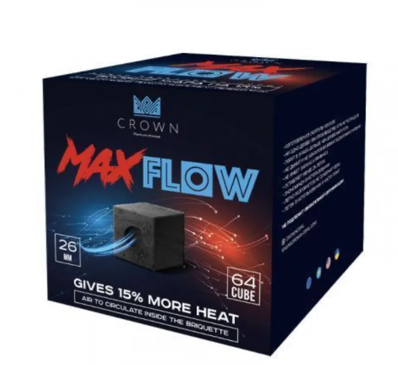 Уголь - Crown - Max Flow 26 мм - 1 кг ( короб 20шт )