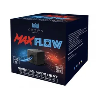 Уголь - Crown - Max Flow 26 мм - 1 кг ( короб 20шт )