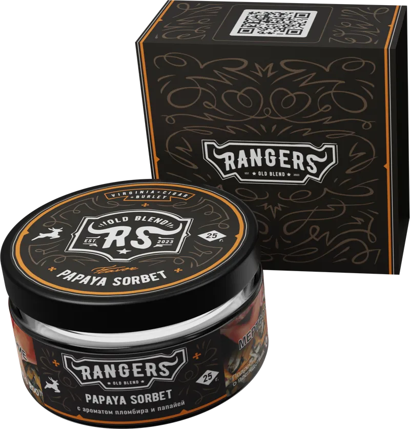 Табак - «RANGERS» PAPAYA SORBET с ароматом пломбира с папайей, 25 грамм