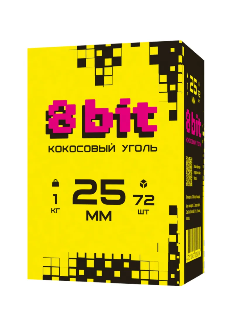 Уголь - 8 Bit 25mm ( от Сocoloco ) - 1кг 72шт ( кратно боксу 20 кг )