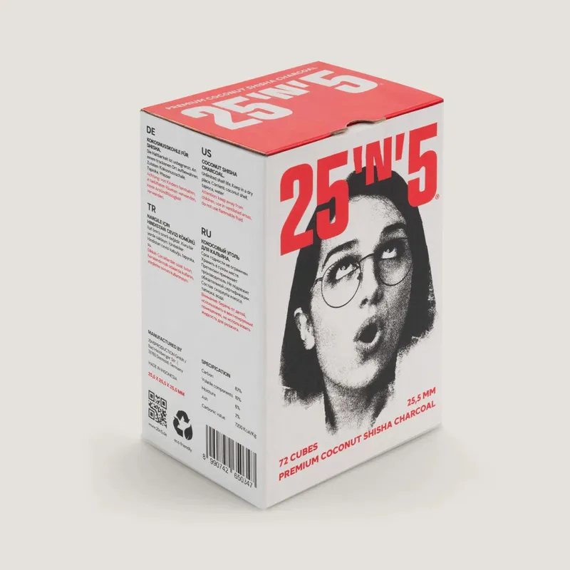 Уголь 25n5 - 72 кубика 25мм ( 10 пачек бокс ) Retail