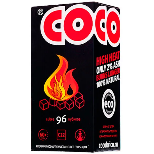Уголь COCOBRICO 22 mm 96шт (кратно боксу 10кг)