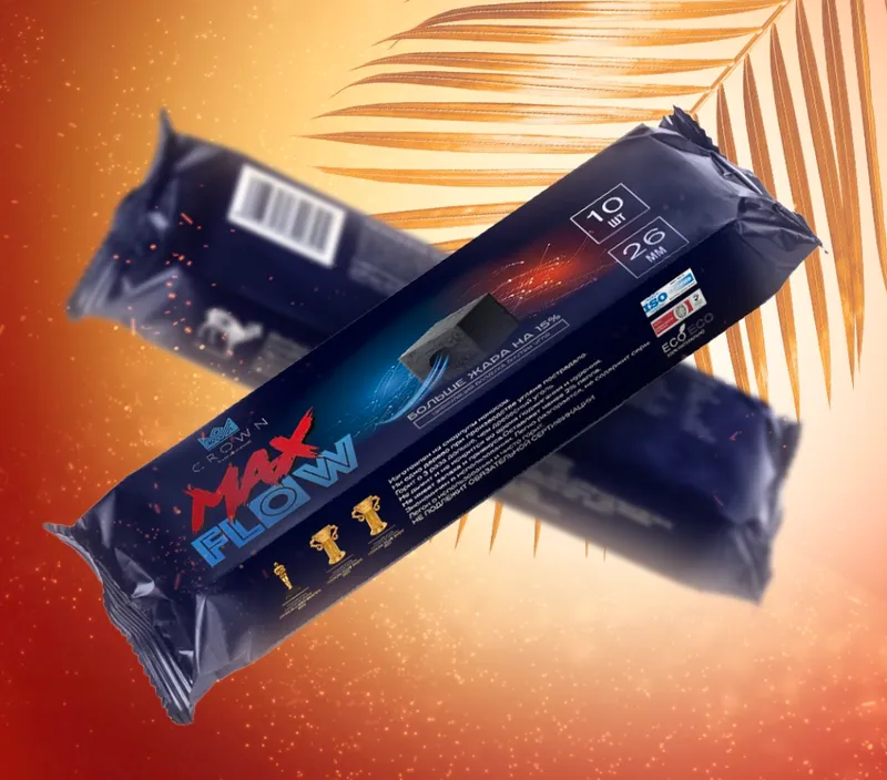 Уголь - Crown Max Flow 26 мм - блистер 10 шт ( короб 120шт)