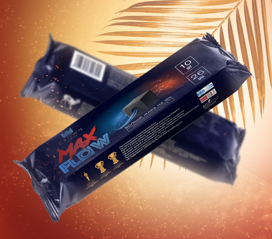 Уголь - Crown Max Flow 26 мм - блистер 10 шт ( короб 120шт)