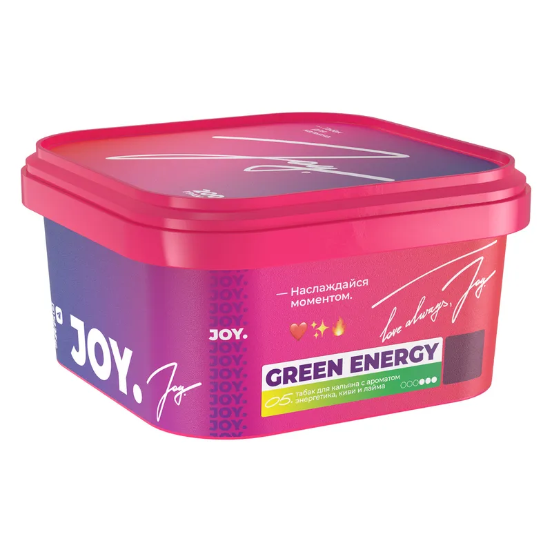 Табак для кальяна - JOY - GREEN ENERGY ( с ароматом энергетика, киви и лайма ) - 200 г